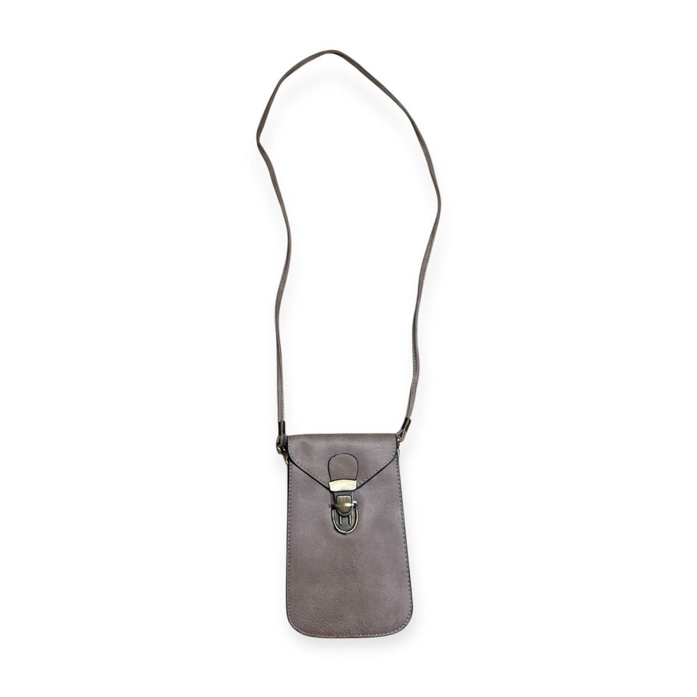 Leather Phone Case‎ Crossbody Bag 5x8" Gray